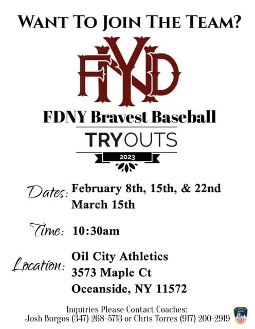 FDNY Baseball Tryouts Flyer